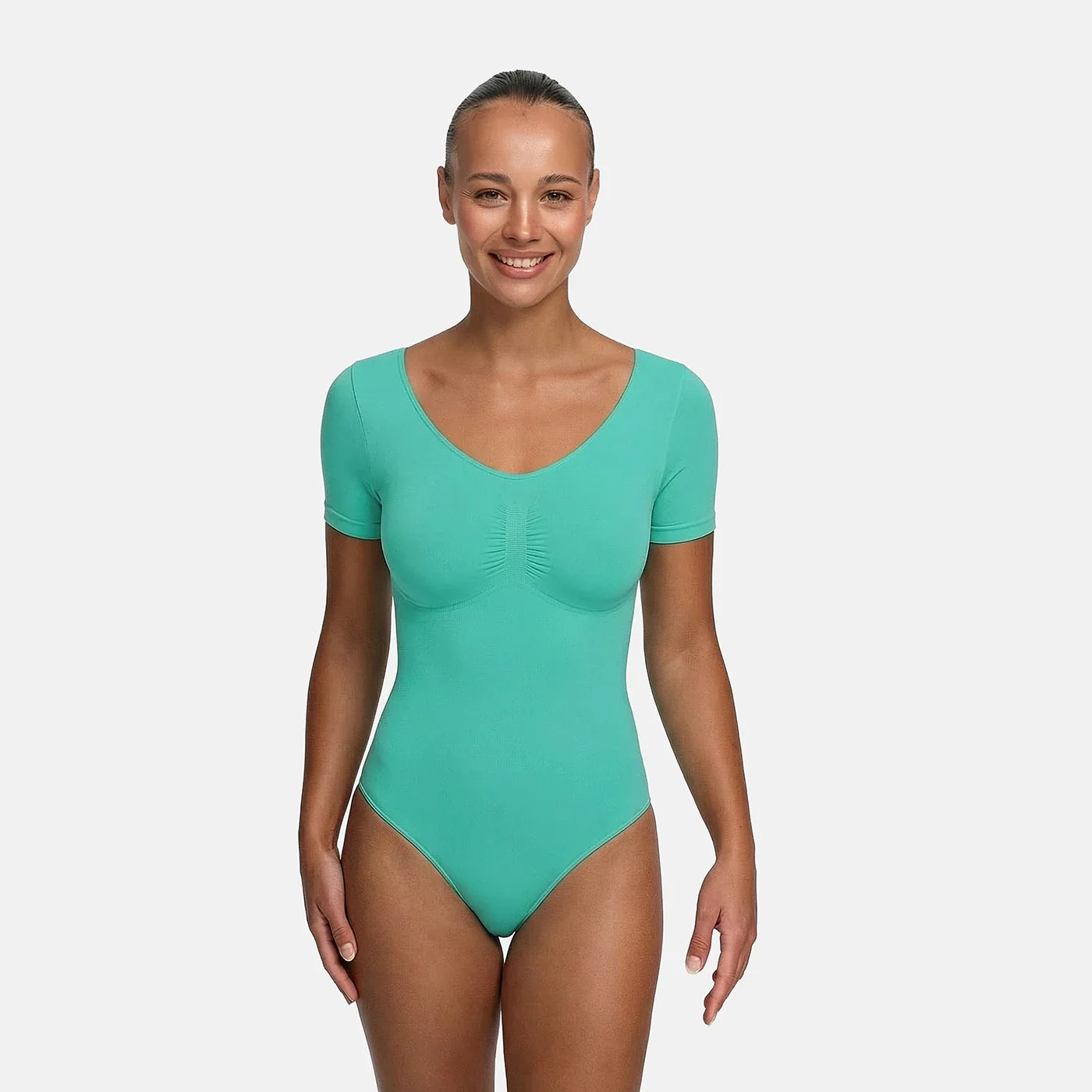 T-shirt bodysuit sculpting shapewear with thong