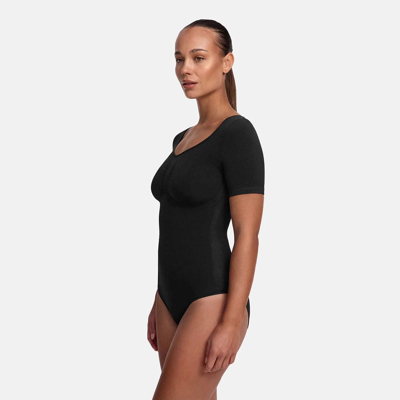 T-shirt bodysuit sculpting shapewear with thong