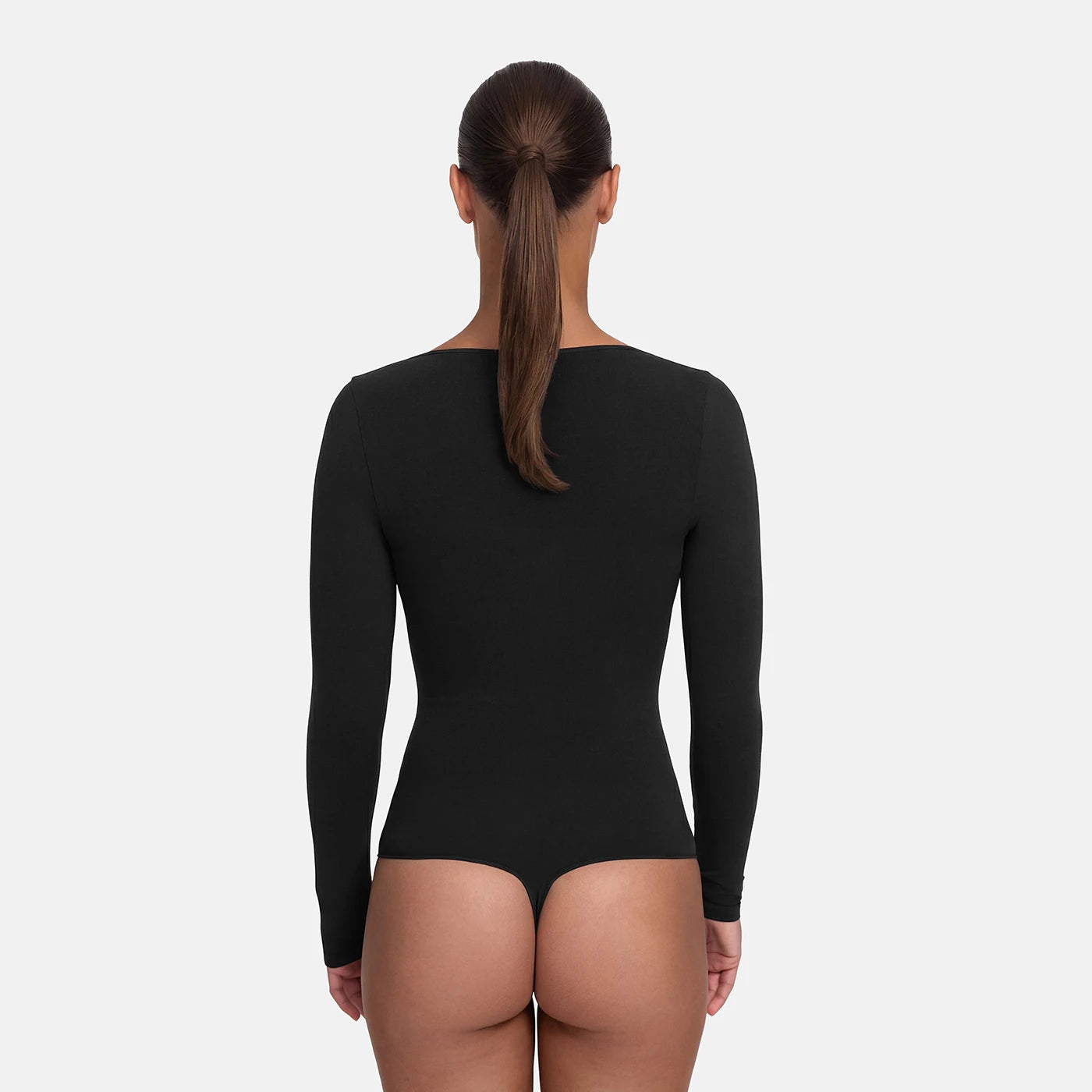Bodysuit sculpting shapewear long sleeve with string