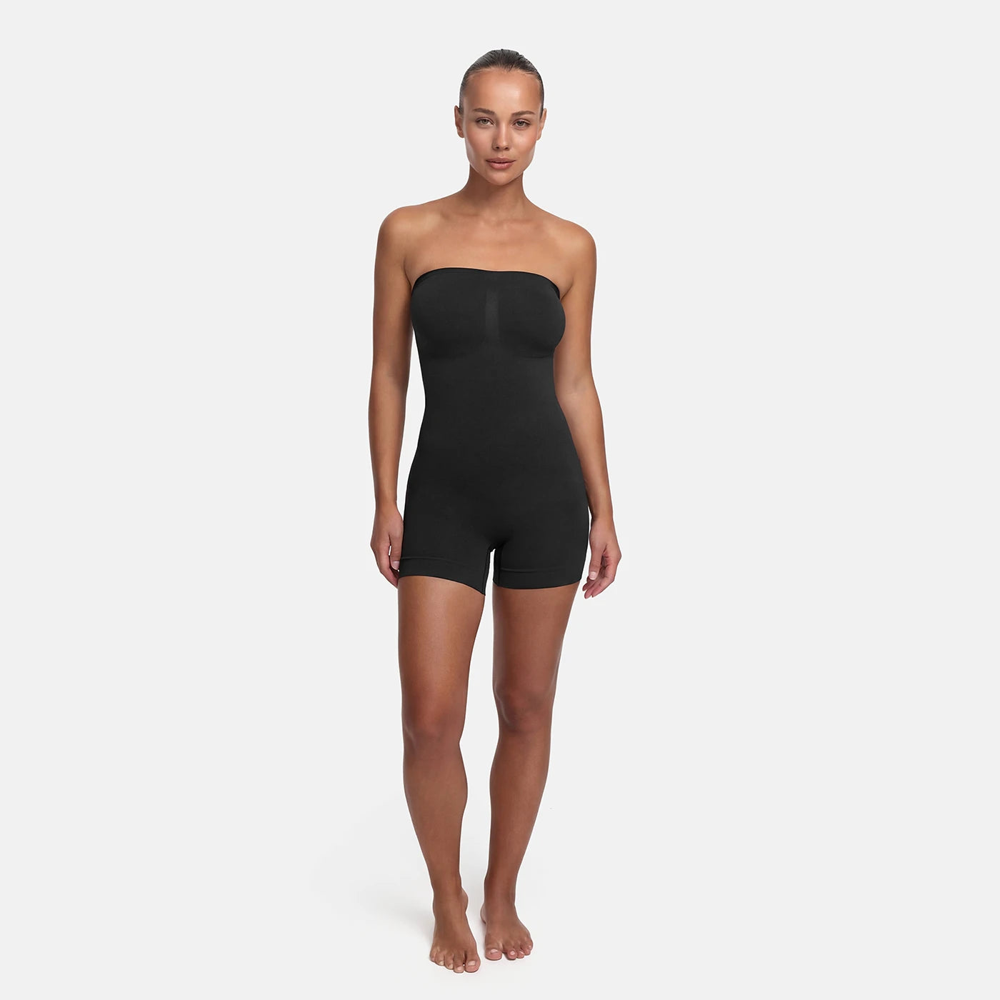 Strapless bodysuit sculpting shapewear with shorts