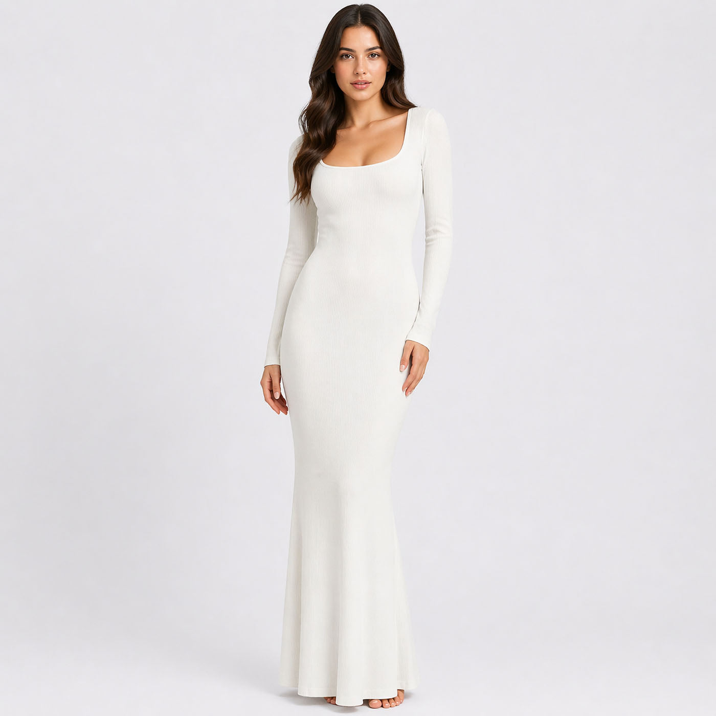 Ribbed Long Sleeve Maxi Dress