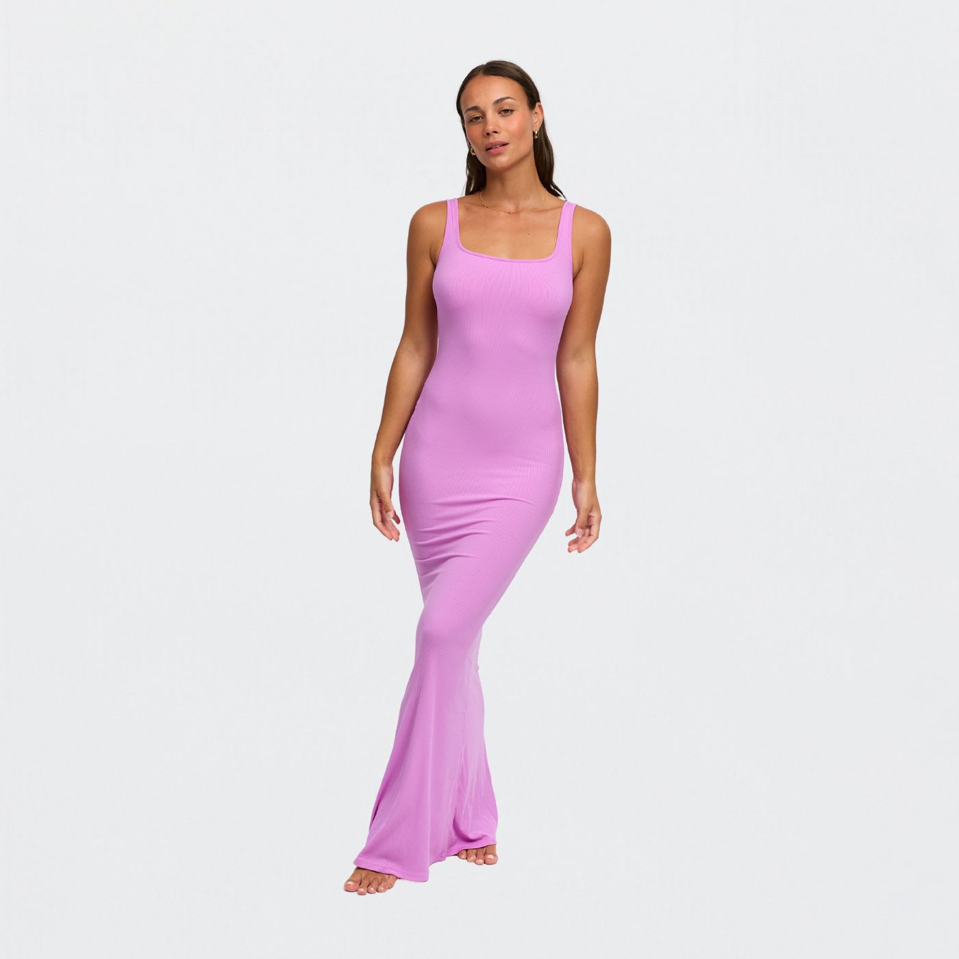 Ribbet tanktop maxi-kjole