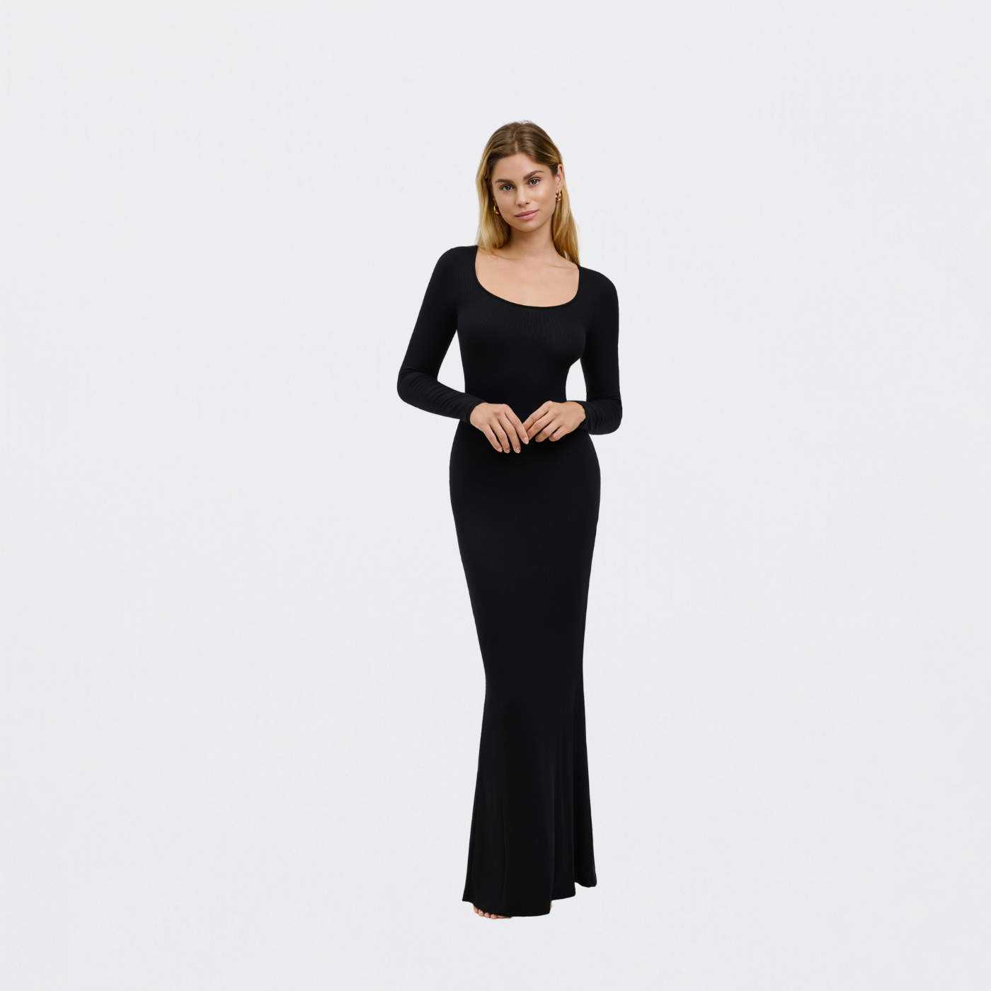 Ribbed long sleeve maxi dress
