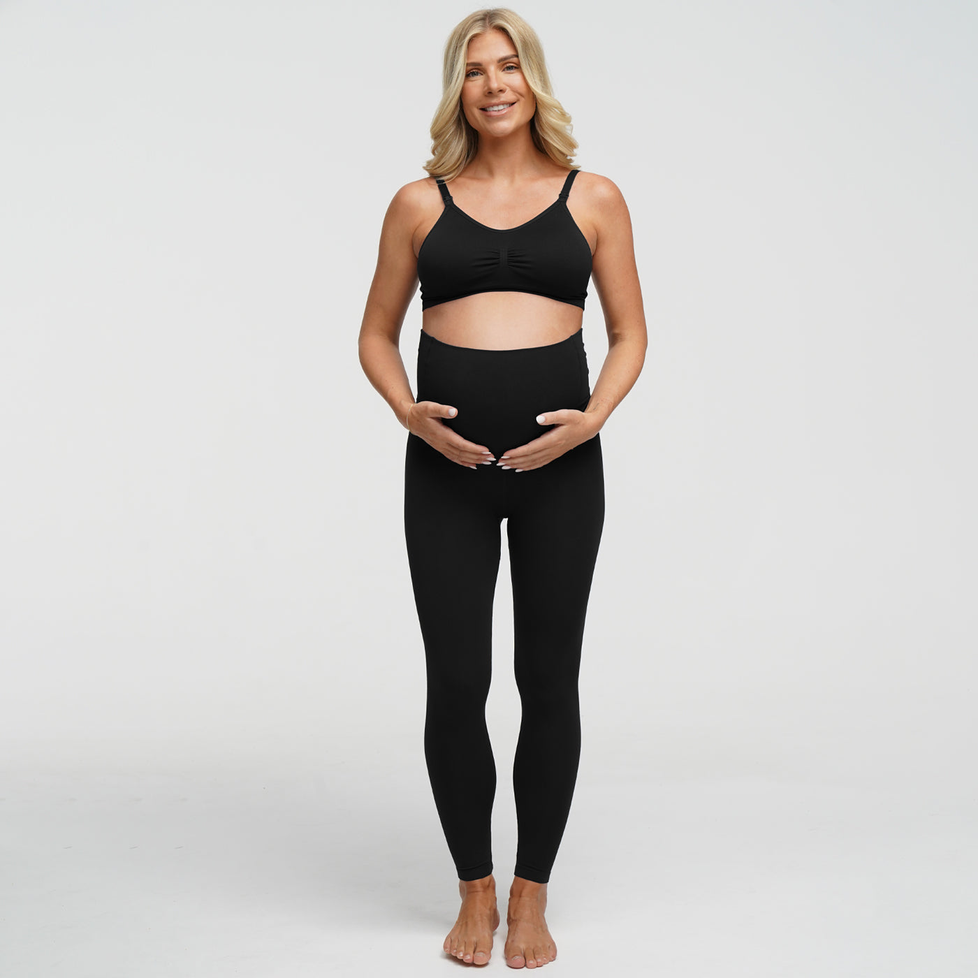 Seamless maternity leggings with a high waistband