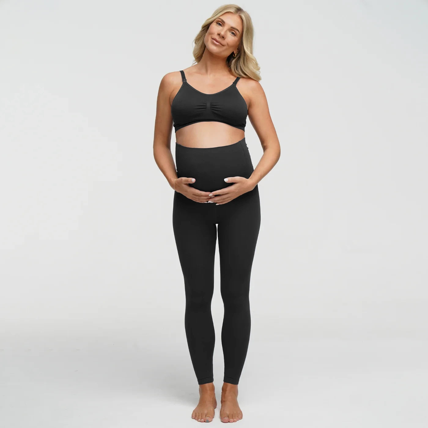 Seamless high-waisted maternity leggings