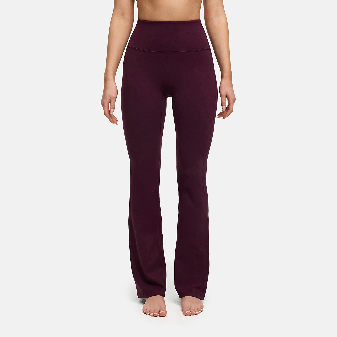 Útvíkkaðar leggings með háu mittisbandi