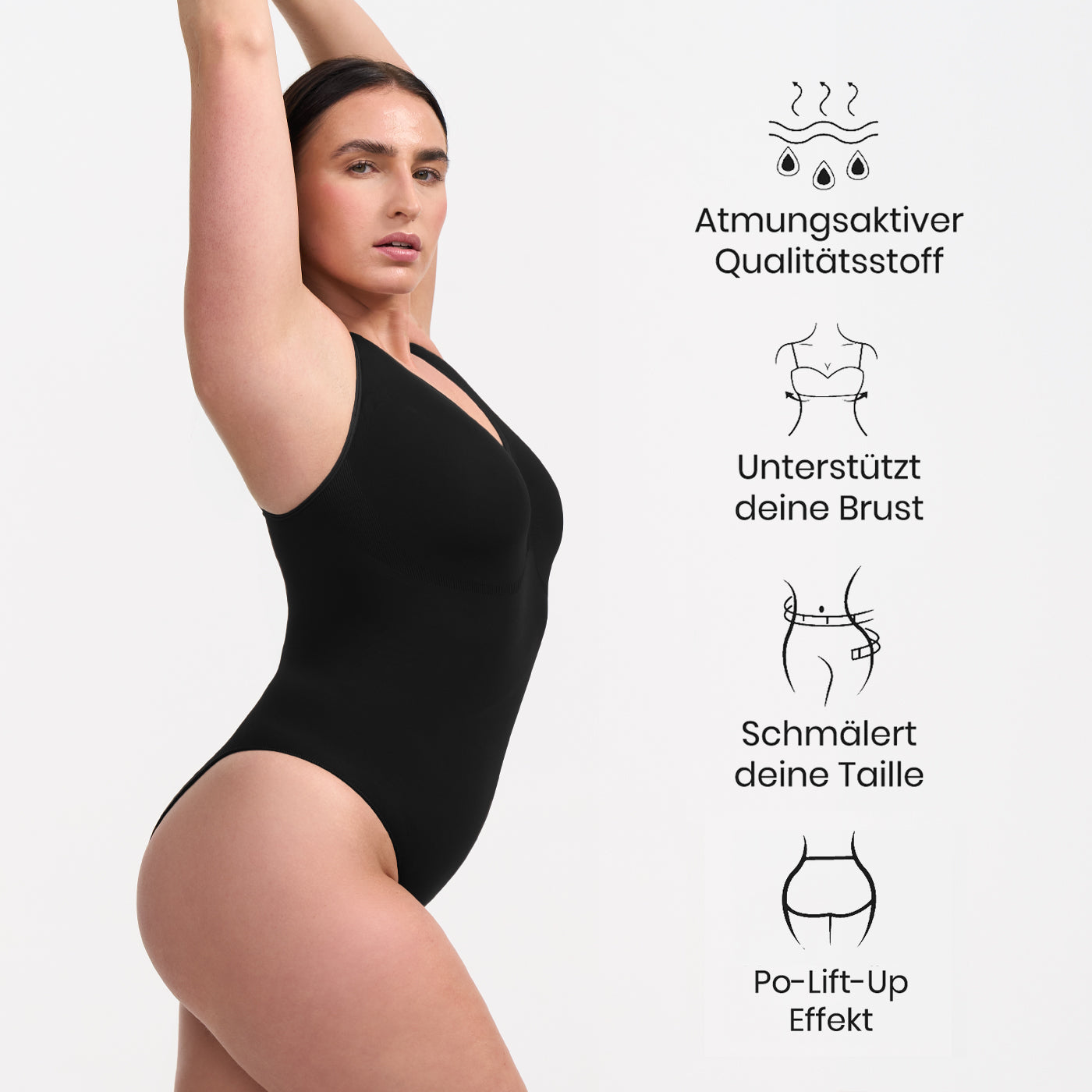 Das Model ist 1,73m groß und trägt Größe L.