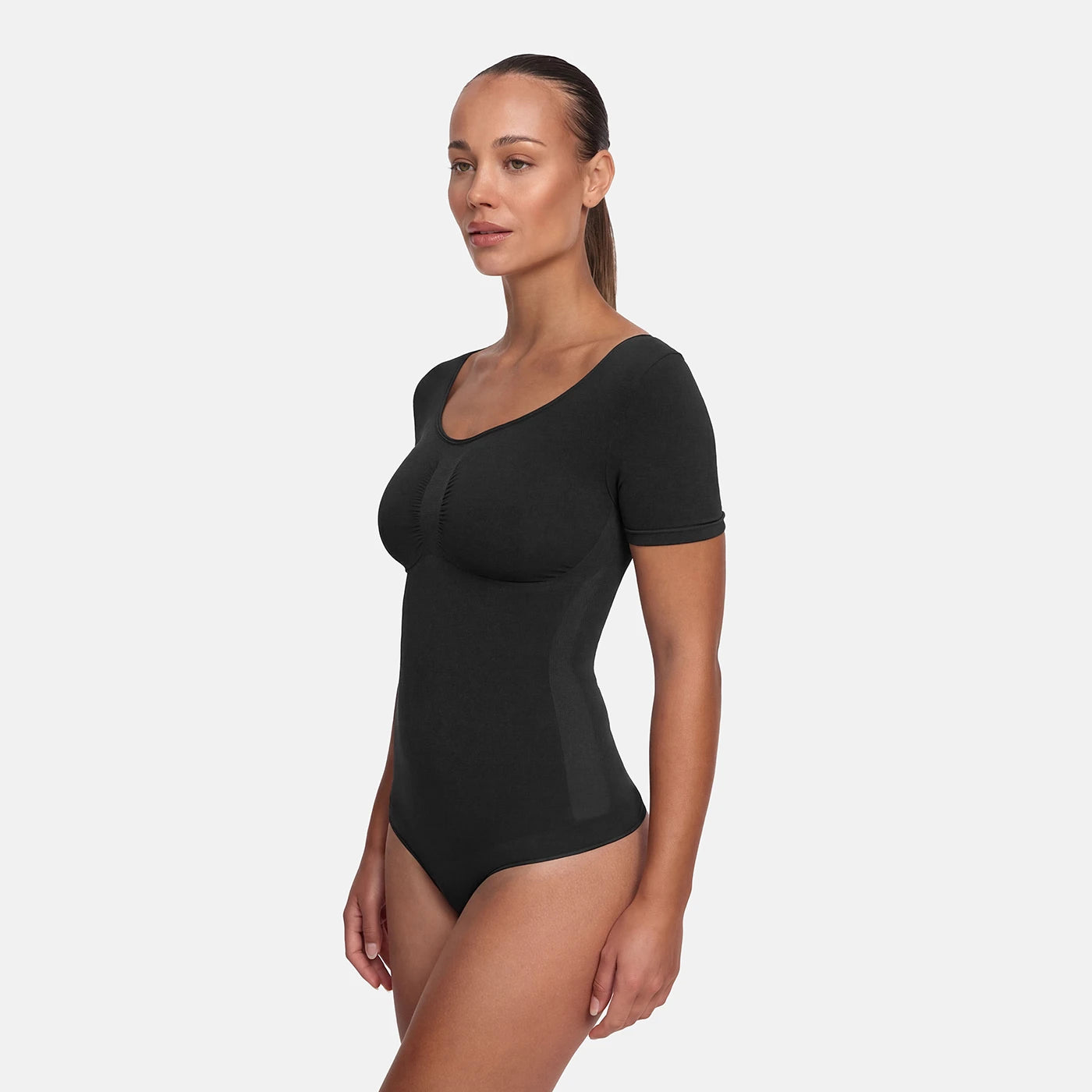 T-shirt bodysuit sculpting shapewear with briefs