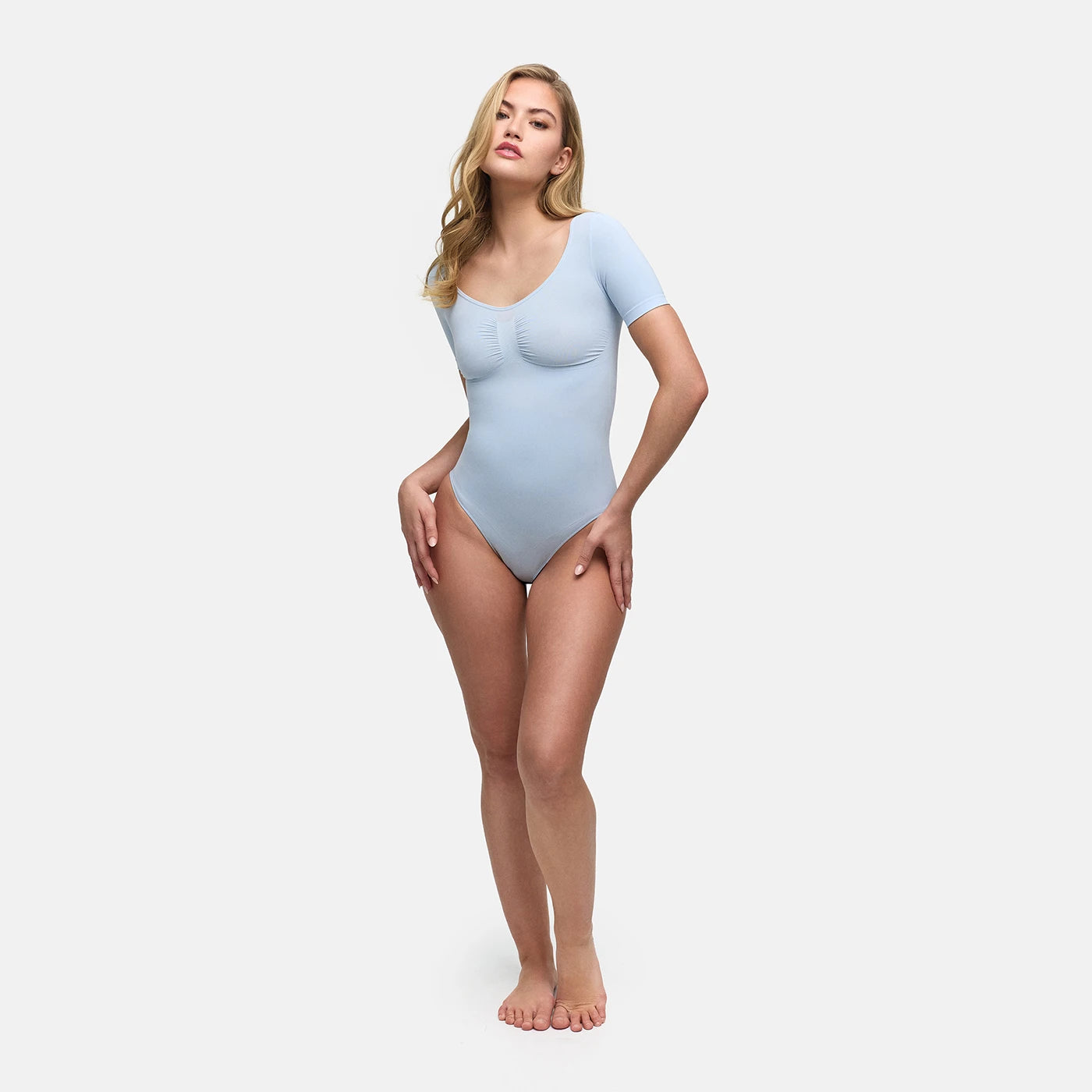 T-shirt bodysuit with built-in shapewear and briefs