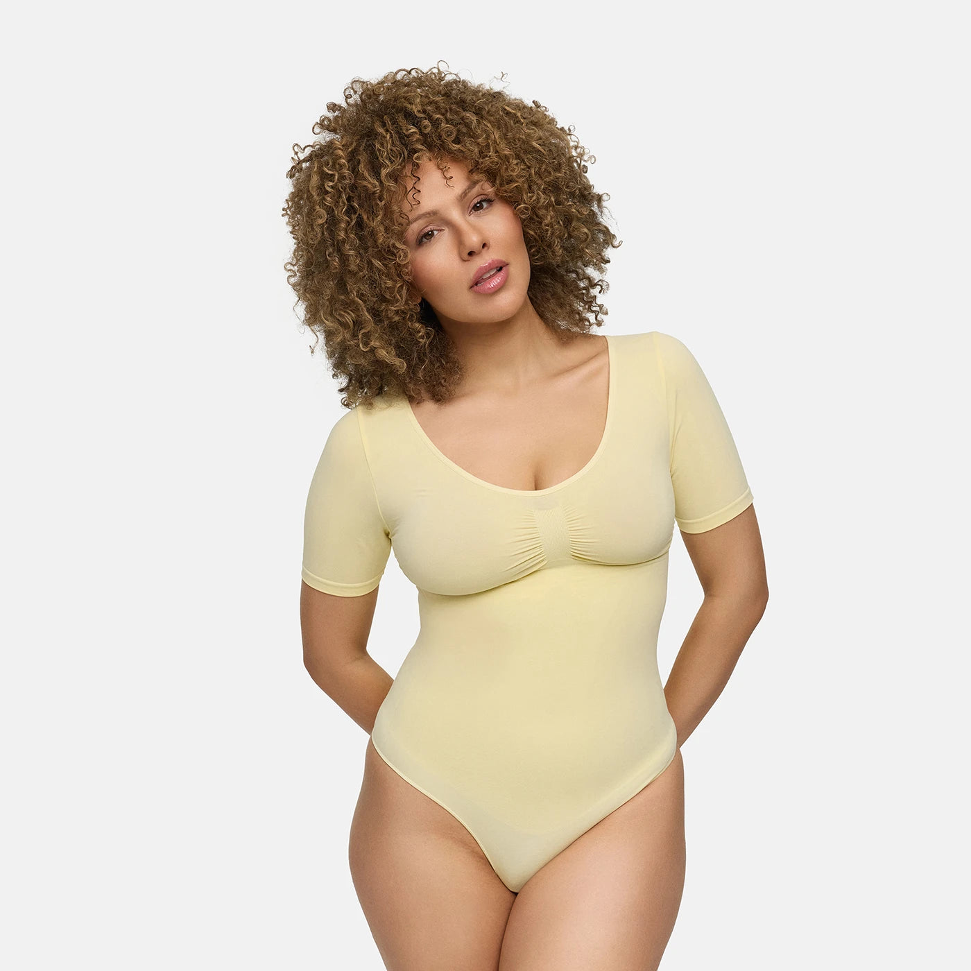 T-shirt bodysuit sculpting shapewear with thong