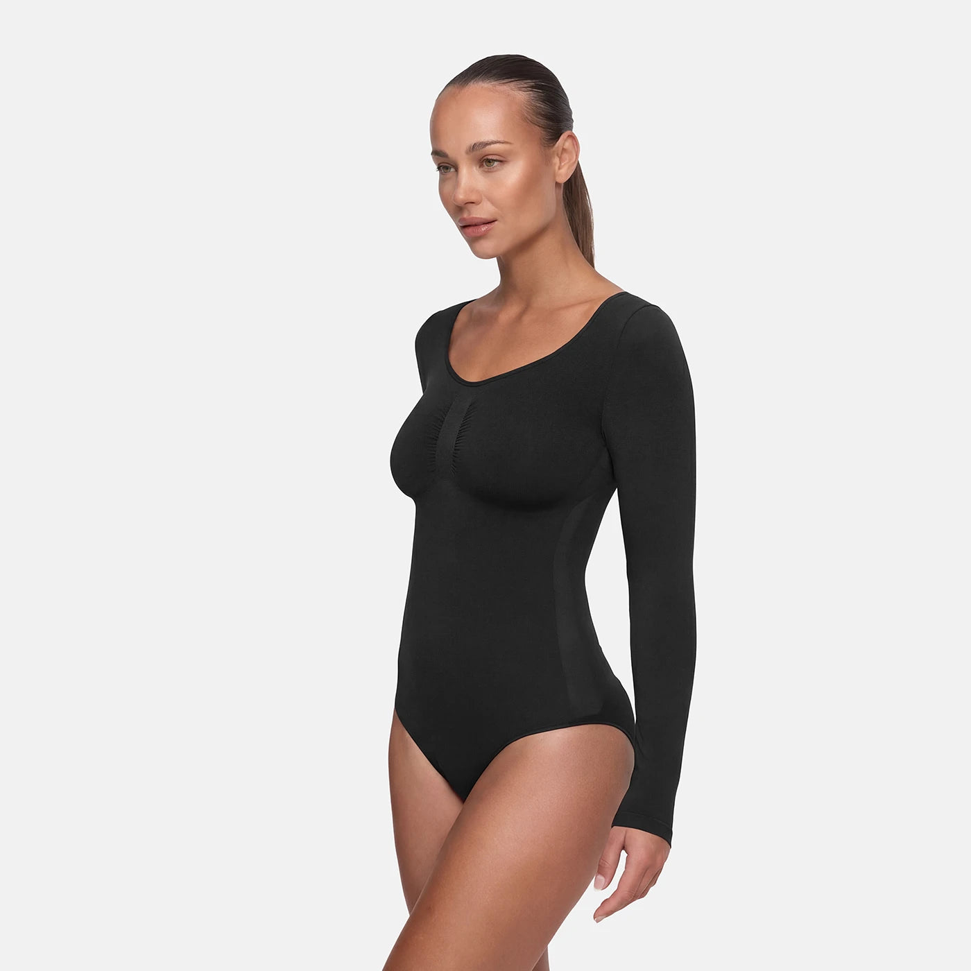 Bodysuit sculpting shapewear long sleeve with briefs