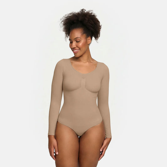 Sculpting Shapewear Long Sleeve Bodysuit with Briefs