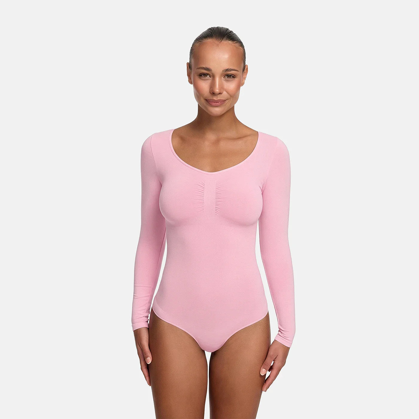 Bodysuit sculpting shapewear long sleeve with string