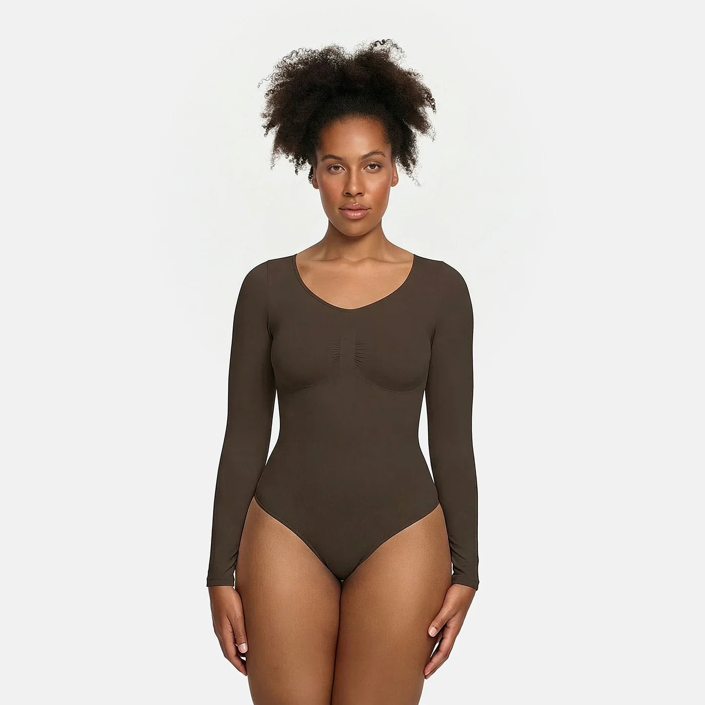 Sculpting Shapewear Long Sleeve Thong Bodysuit