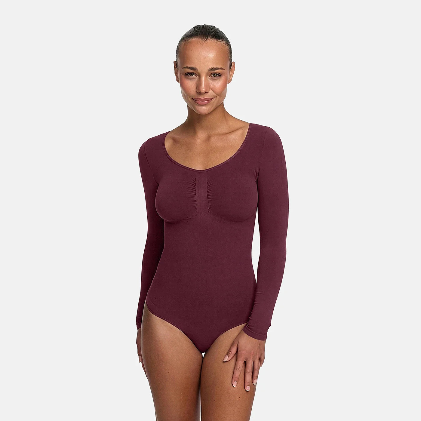 Sculpting Shapewear Long Sleeve Thong Bodysuit