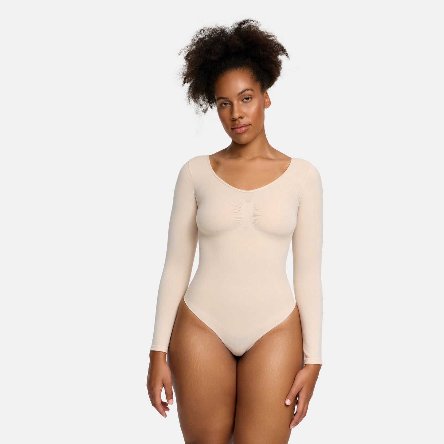 Sculpting Shapewear Long Sleeve Thong Bodysuit