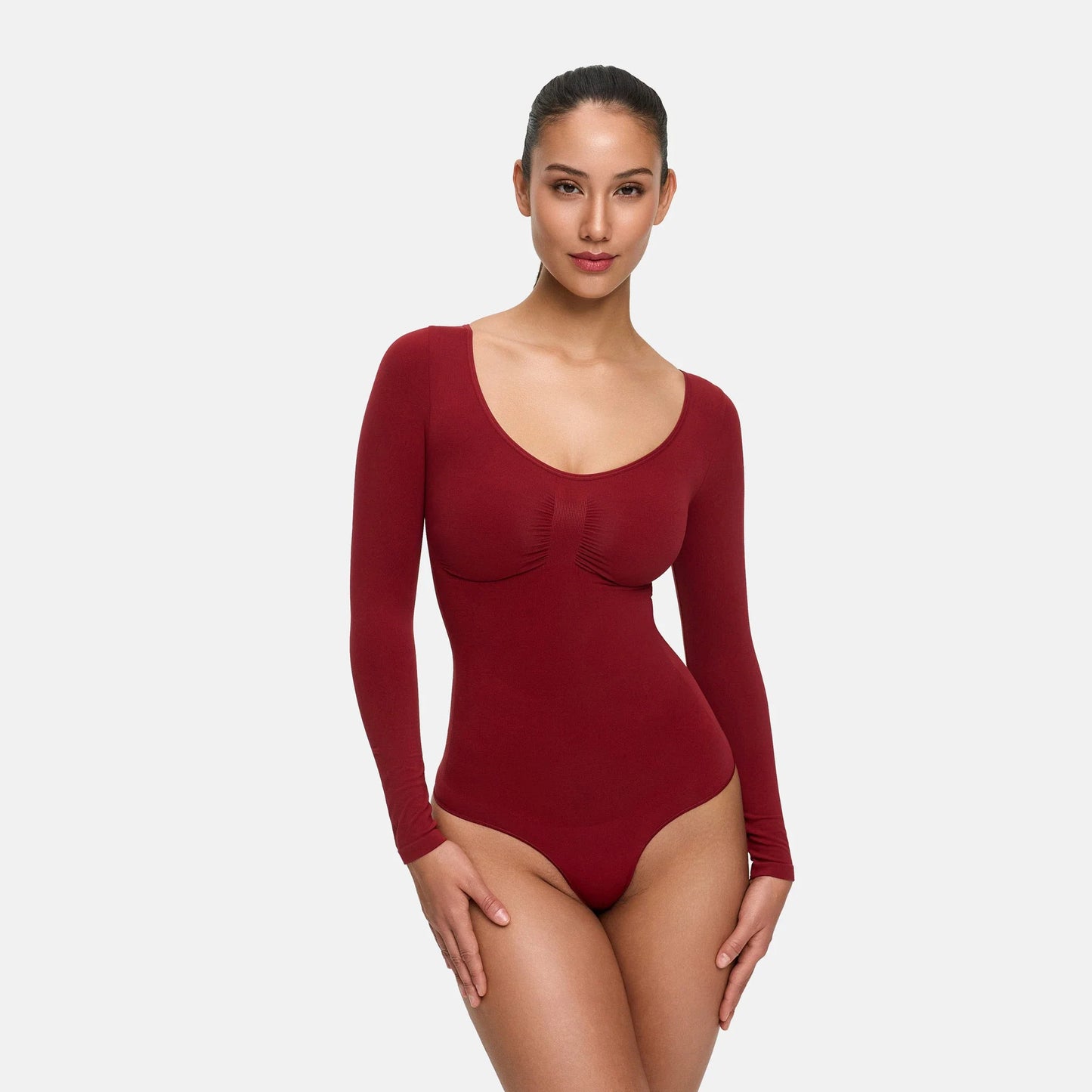 Sculpting Shapewear Long Sleeve Thong Bodysuit