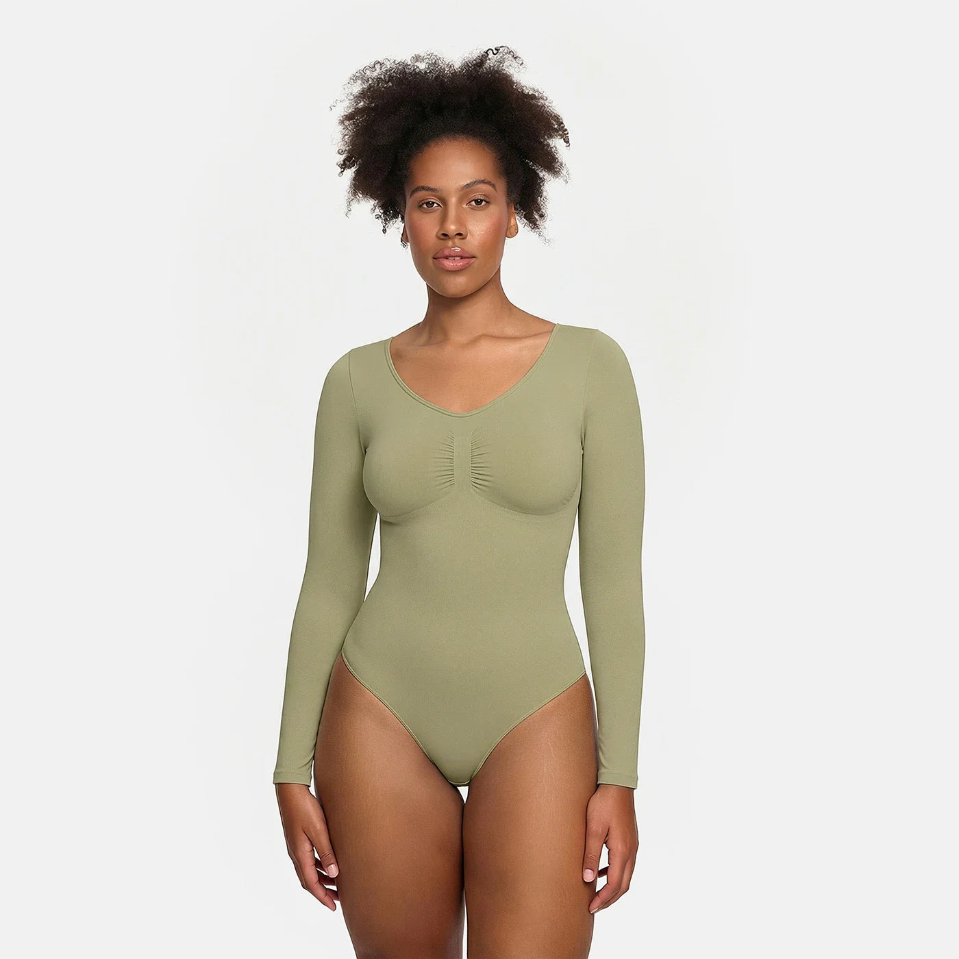 Sculpting Shapewear Long Sleeve Thong Bodysuit