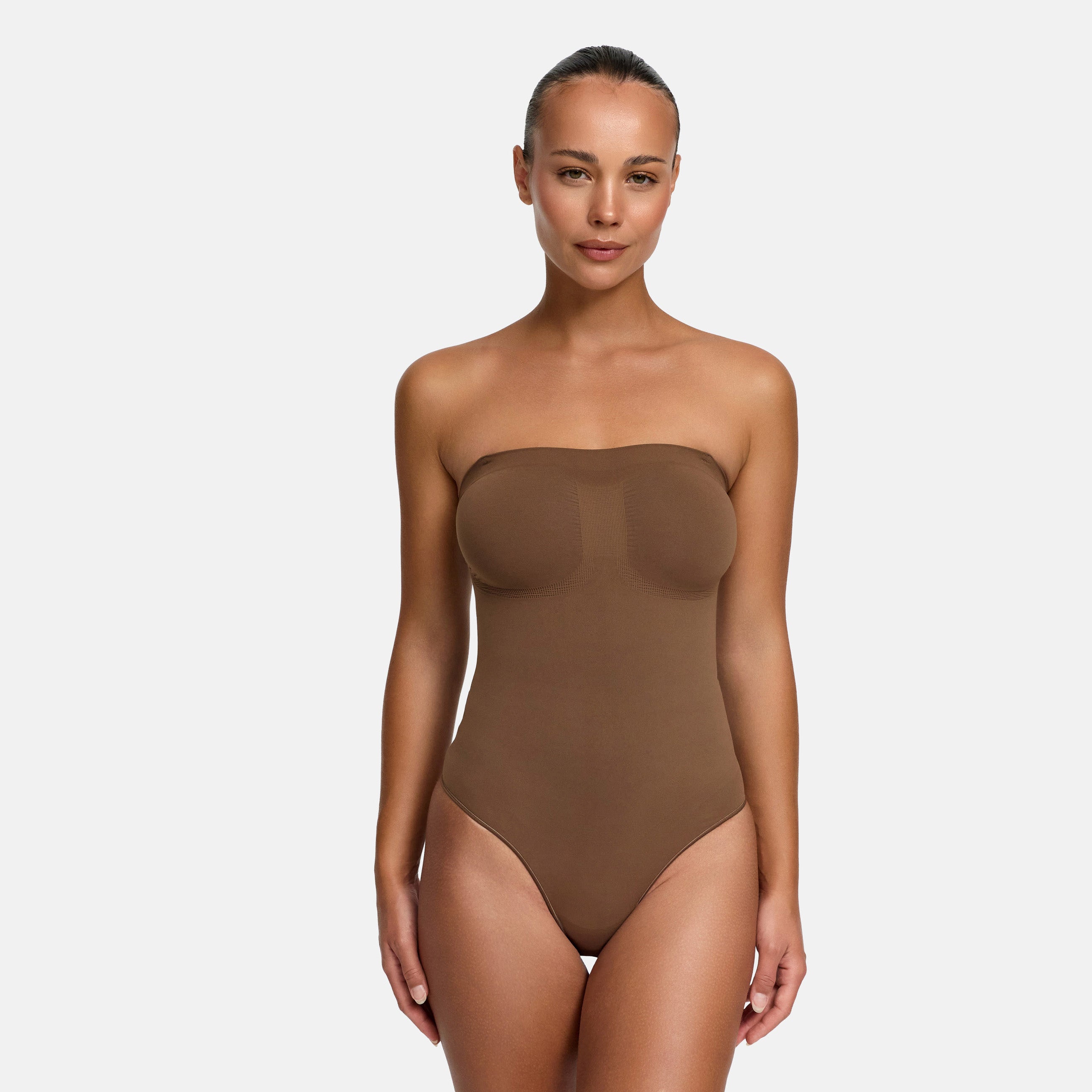 Strapless bodysuit sculpting shapewear with thong