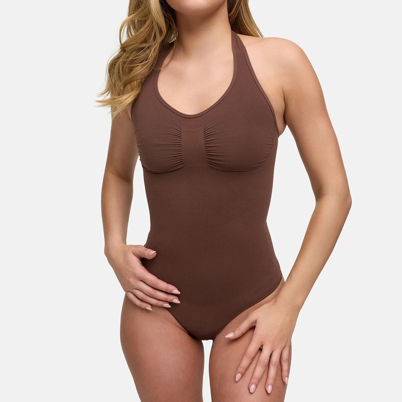Halter-neck shapewear with a thong