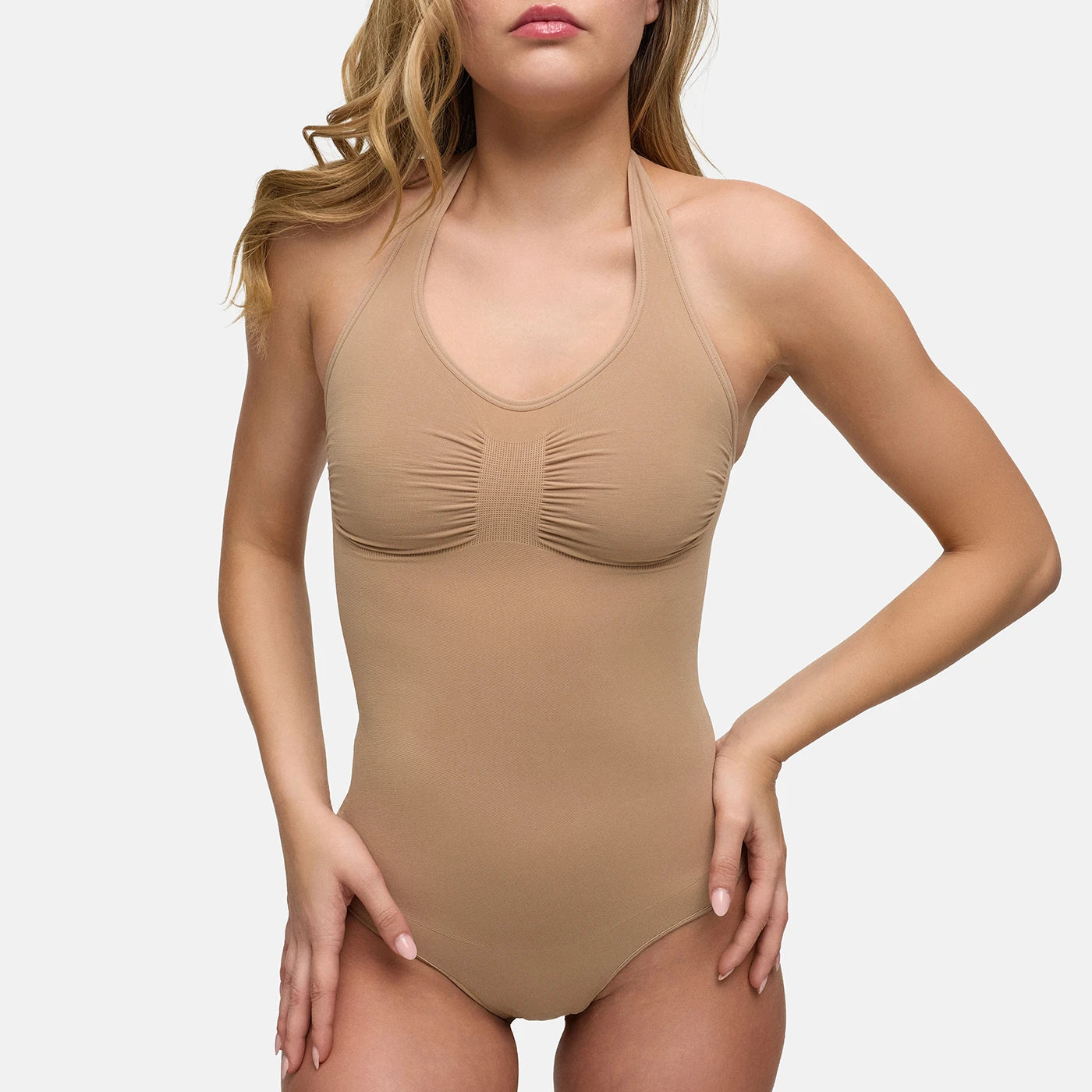 Halter-neck shapewear with a thong