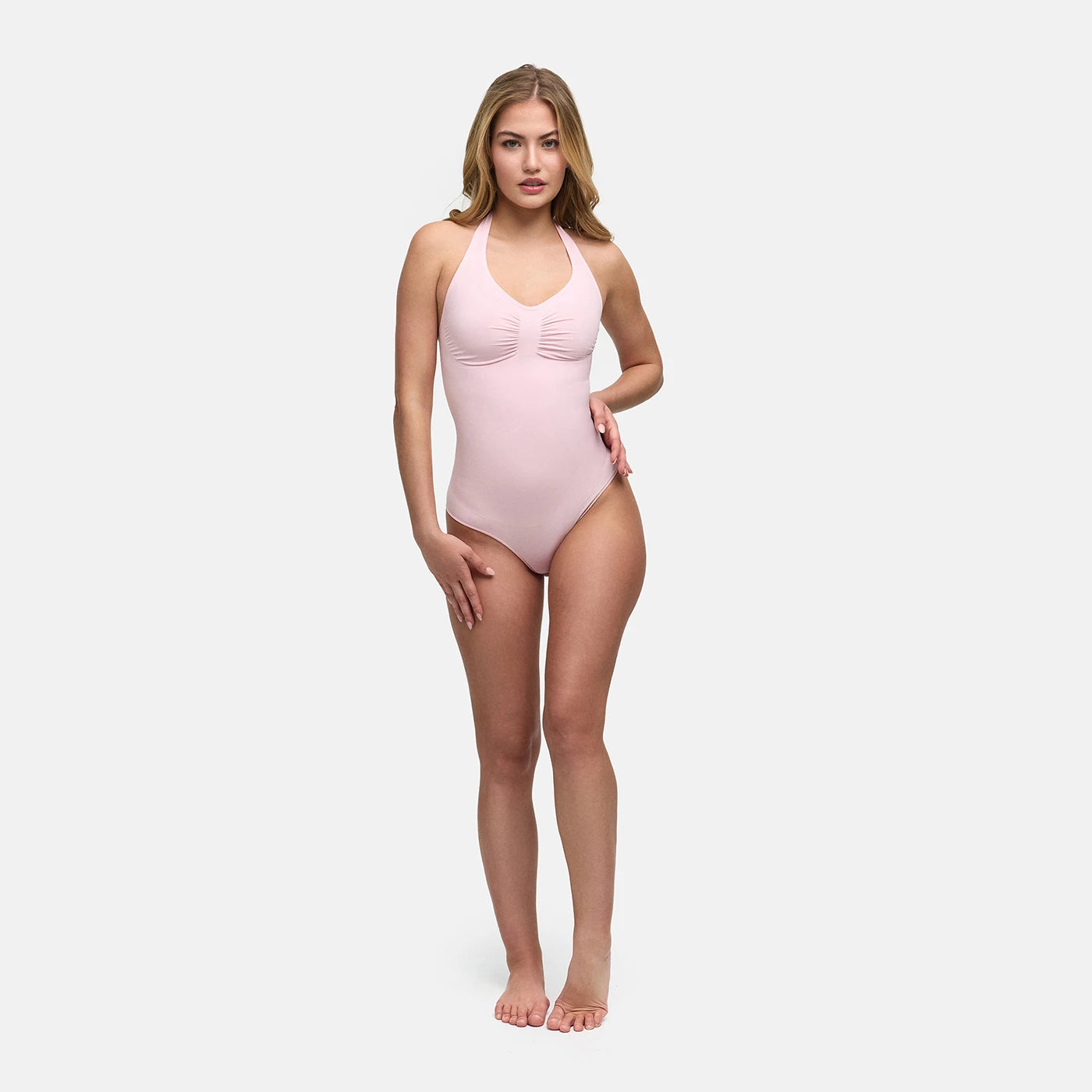 Halter-neck shapewear with a thong