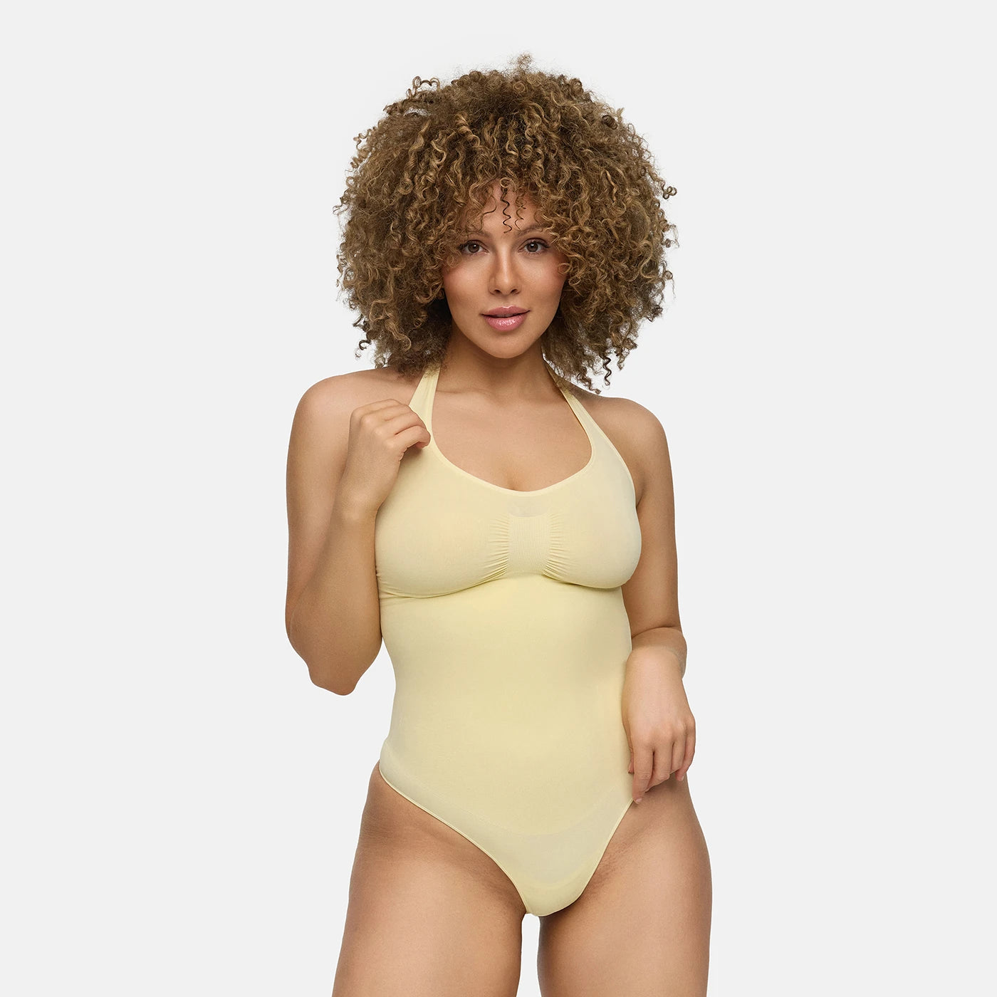 Halter-neck shapewear with a thong