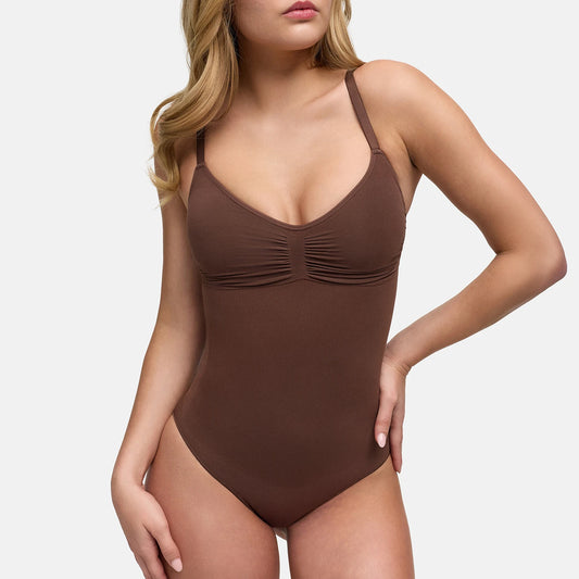 Bodysuit Sculpting Shapewear with Built-In Wireless Bra and Slip