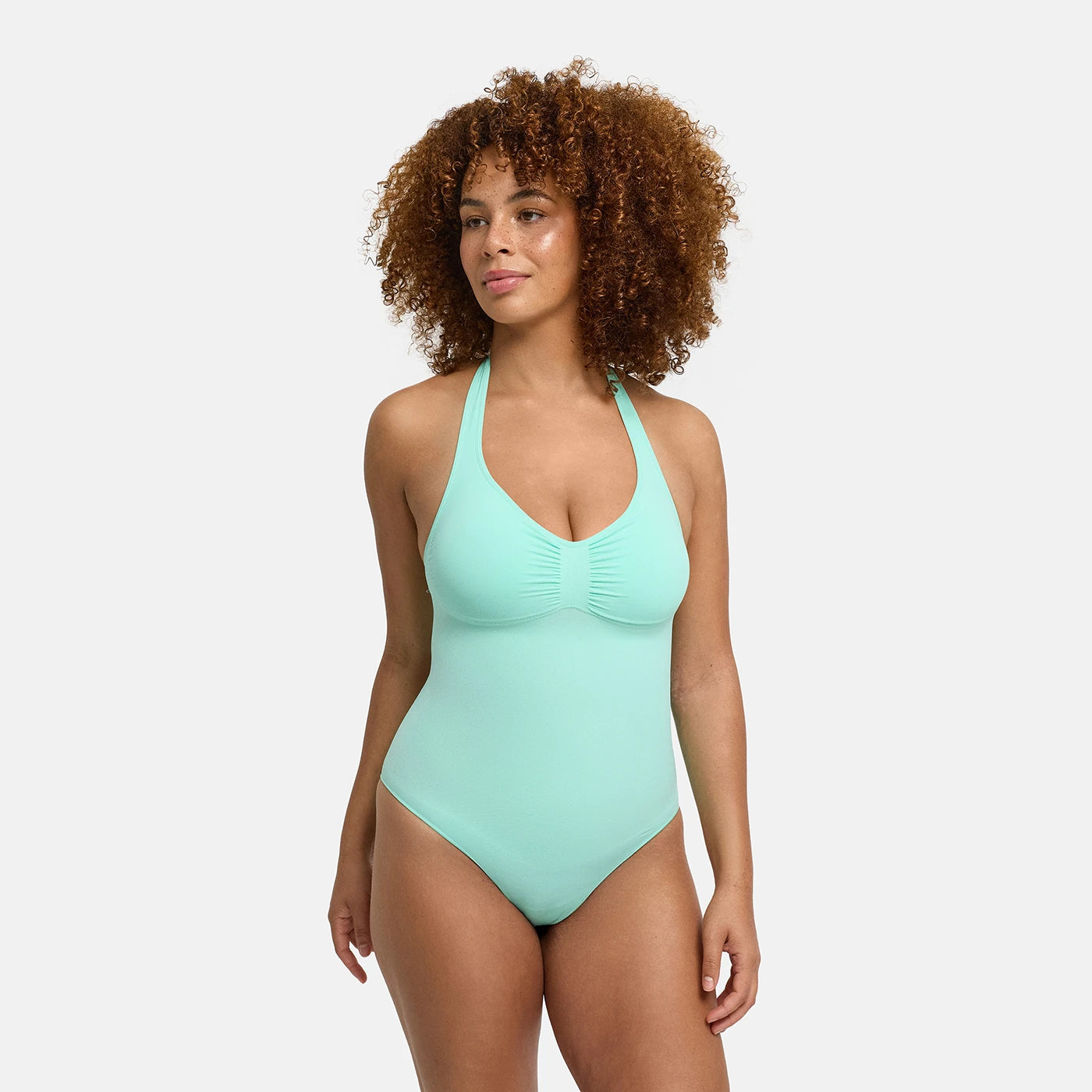 Halter Neck Sculpting Shapewear Bodysuit with Integrated Pads and Briefs