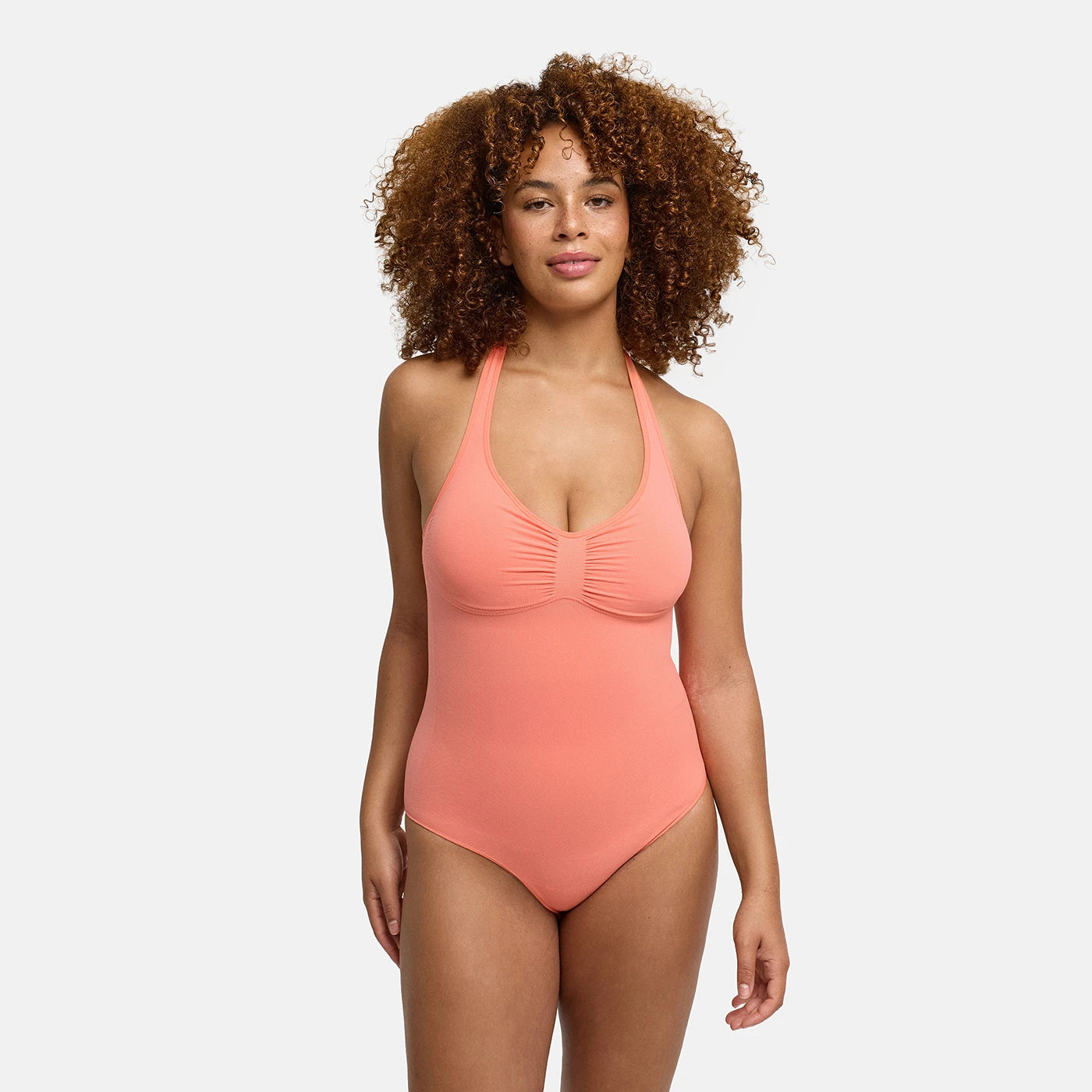 Halter Neck Sculpting Shapewear Bodysuit with Integrated Pads and Briefs