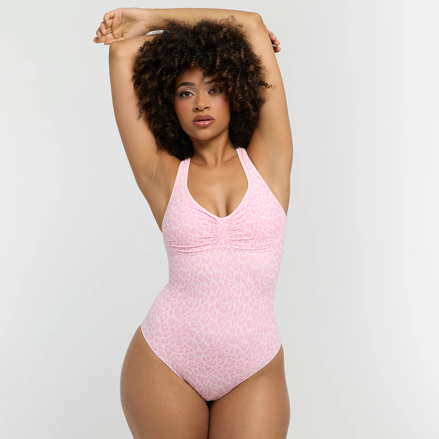 Neckholder Bodysuit Sculpting Shapewear mit integrierten Pads mit Slip