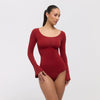 Bodysuit Sculpting Shapewear with Flared Sleeves with Slip