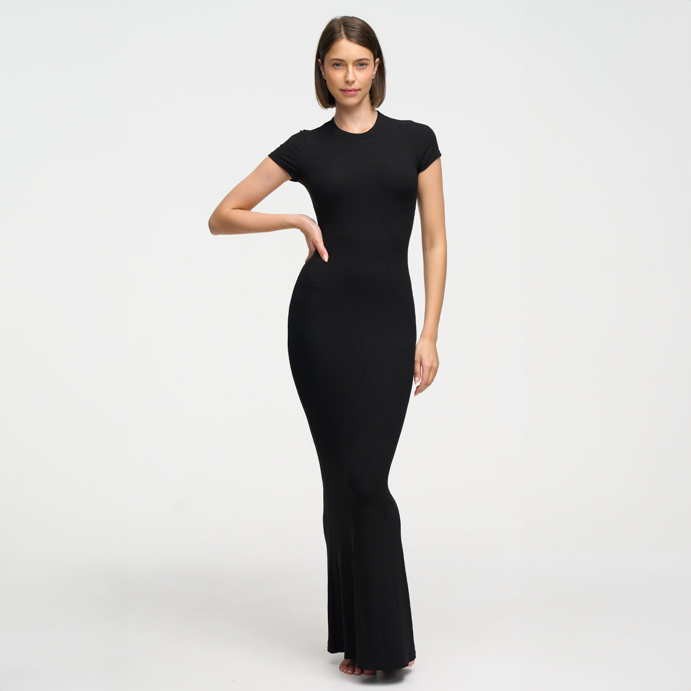 modern rib maxi t shirt dress Ribbed T-shirt maxi dress – cfab