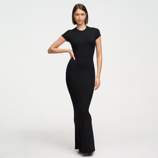 Ribbed T-shirt maxi dress