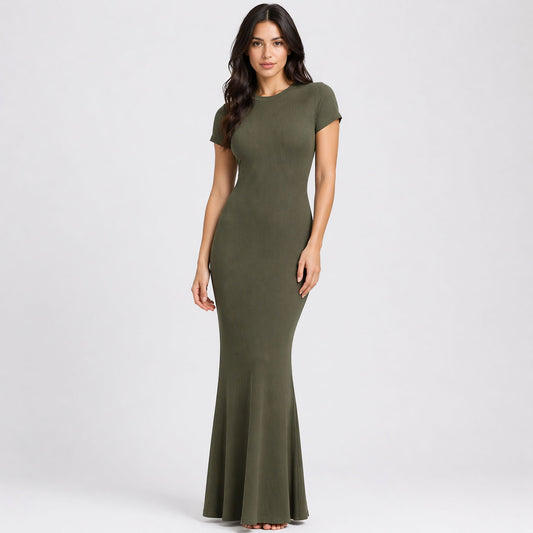 Ribbed T-shirt maxi dress
