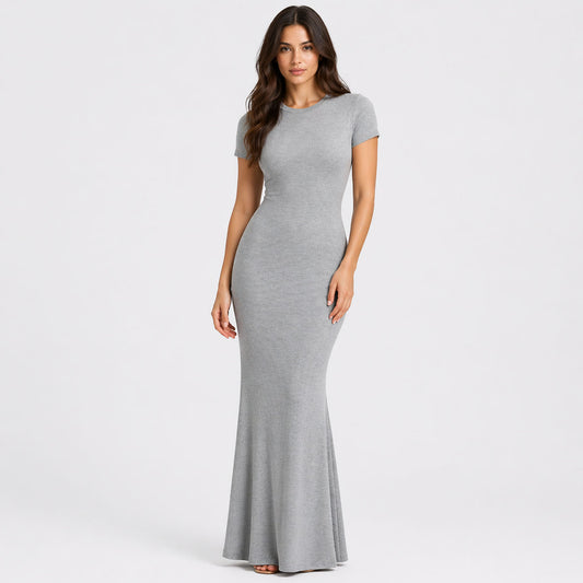 Ribbed T-shirt maxi dress