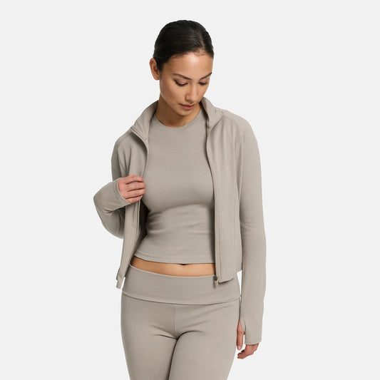 Cotton Body Fitted Zipper Jacket