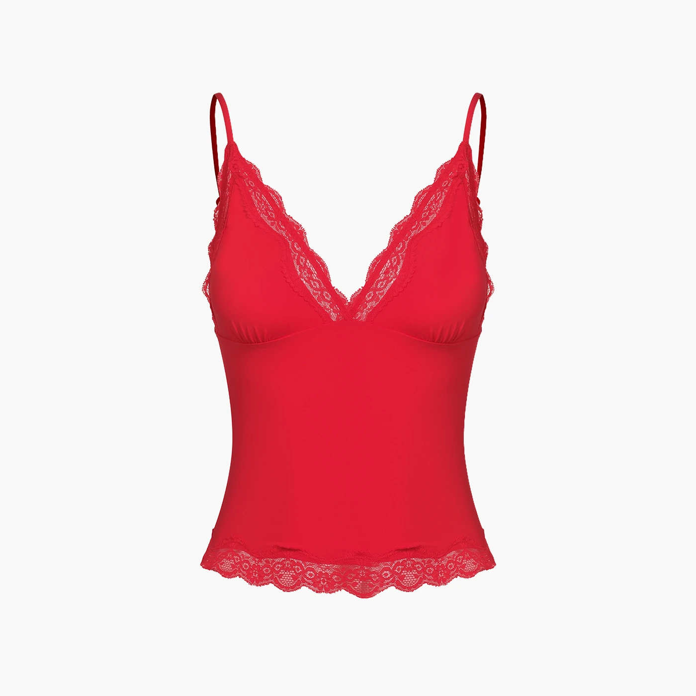 Djup halsringning med spets