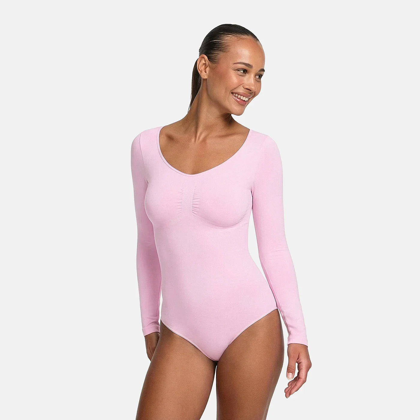 Bodysuit formende shapewear med lange ærmer og snøre