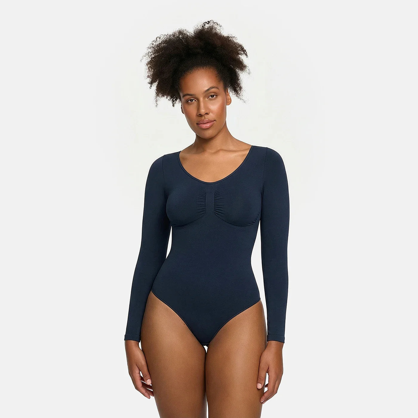 Bodysuit formende shapewear med lange ærmer og snøre