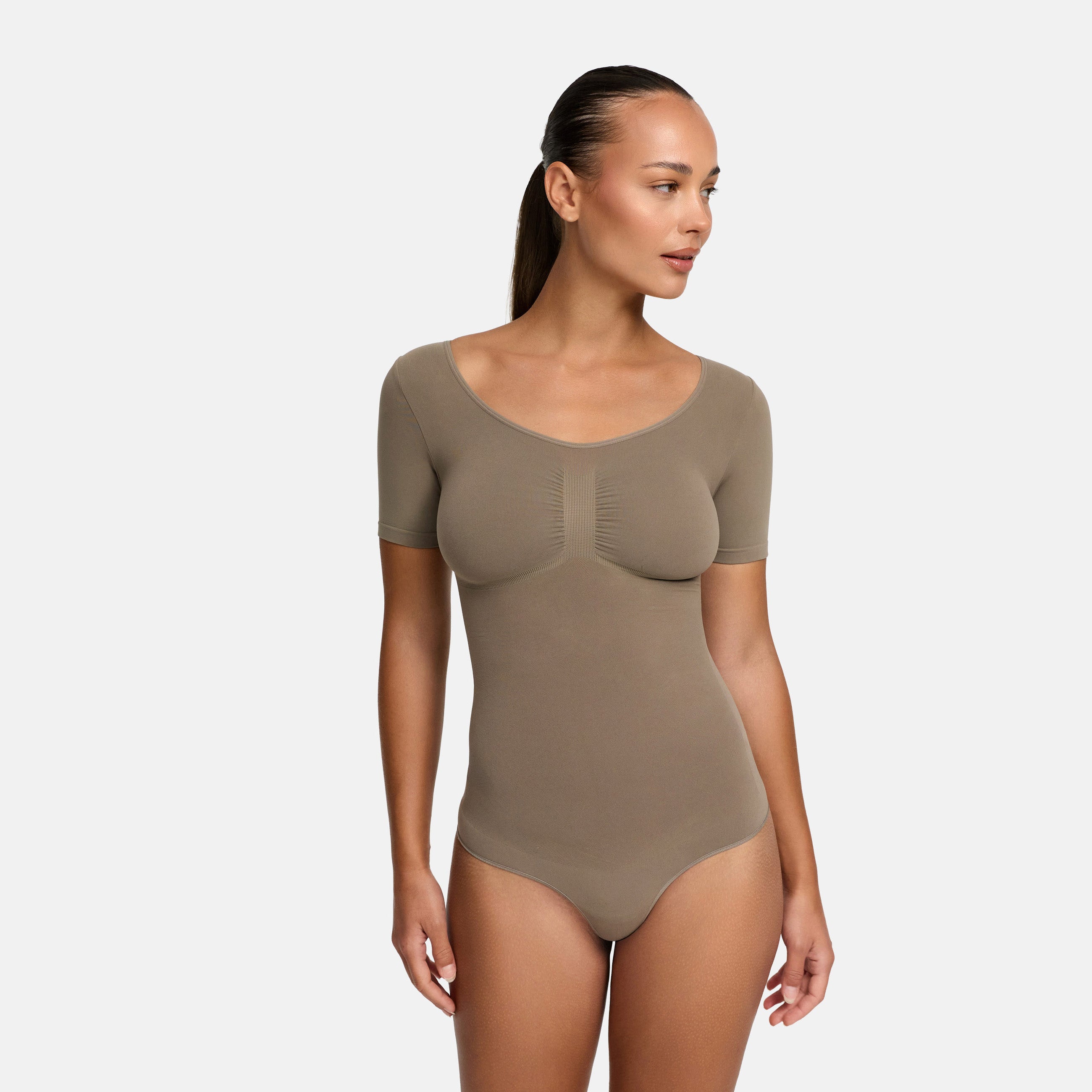 T-shirt bodysuit sculpting shapewear with string