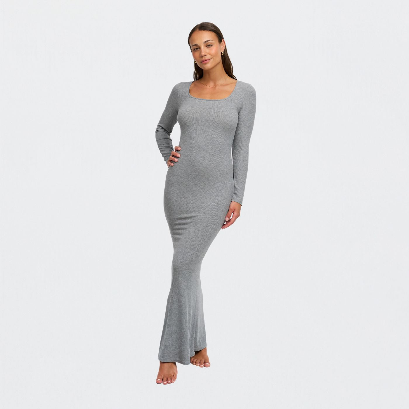 Ribbed long sleeve maxi dress