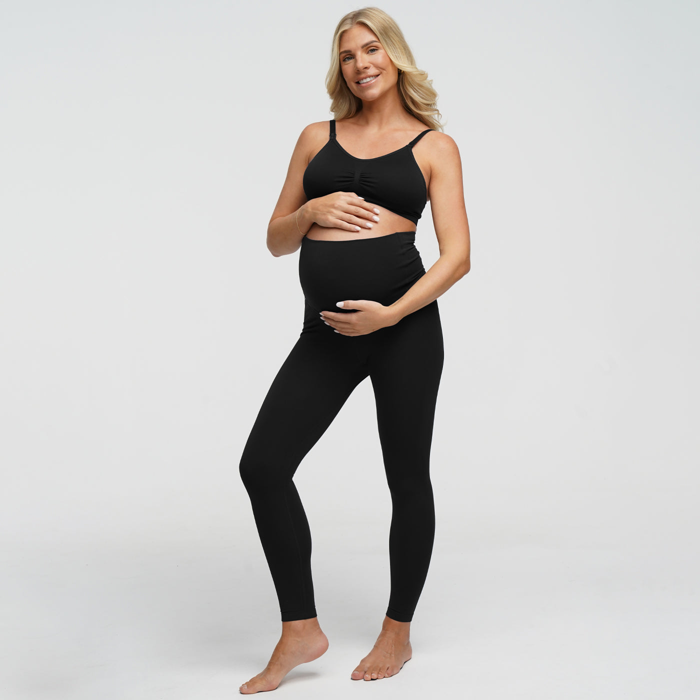 Seamless maternity leggings with a high waistband