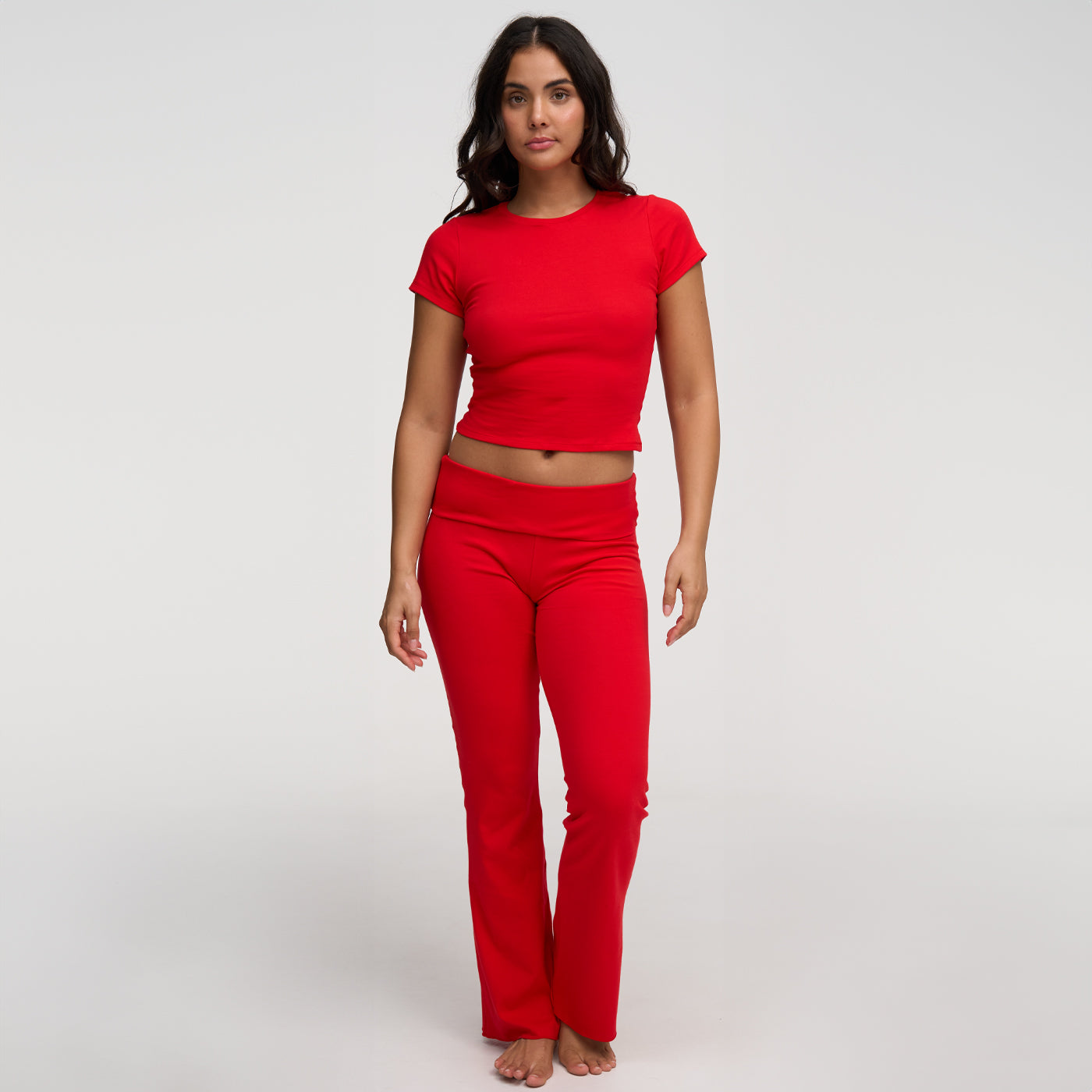 Leggings úr bómullarefni með útvíkkun