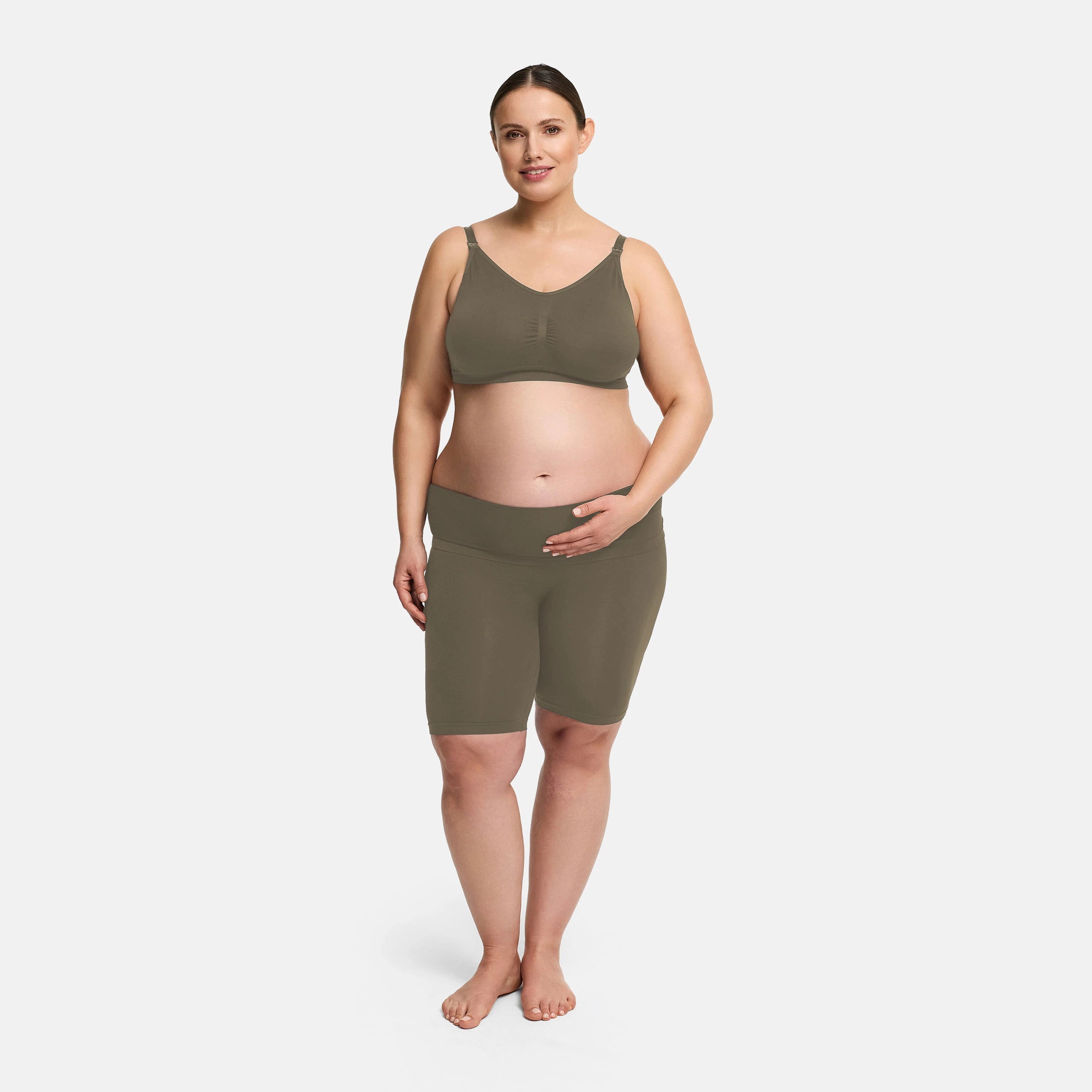 Sømløse gravidshorts med høy midje