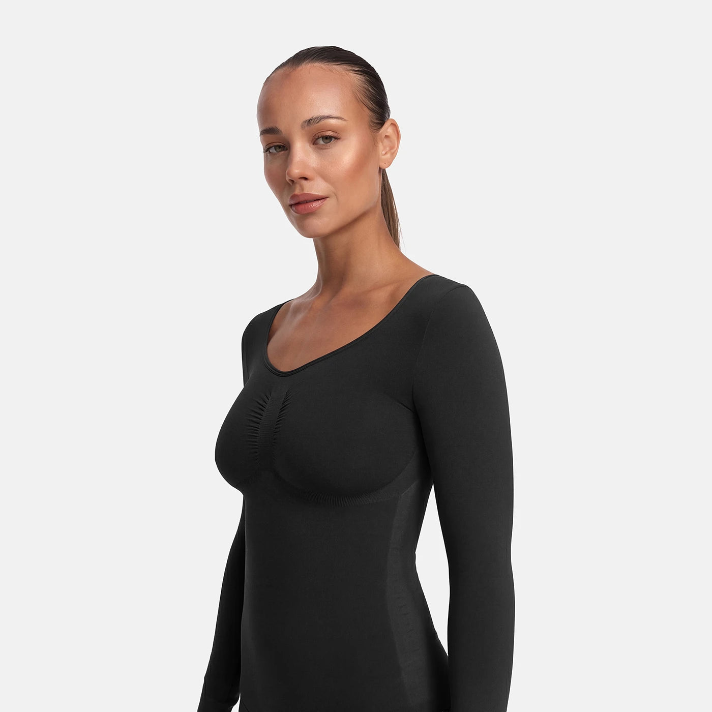 Bodysuit formande shapewear långärmad med snöre