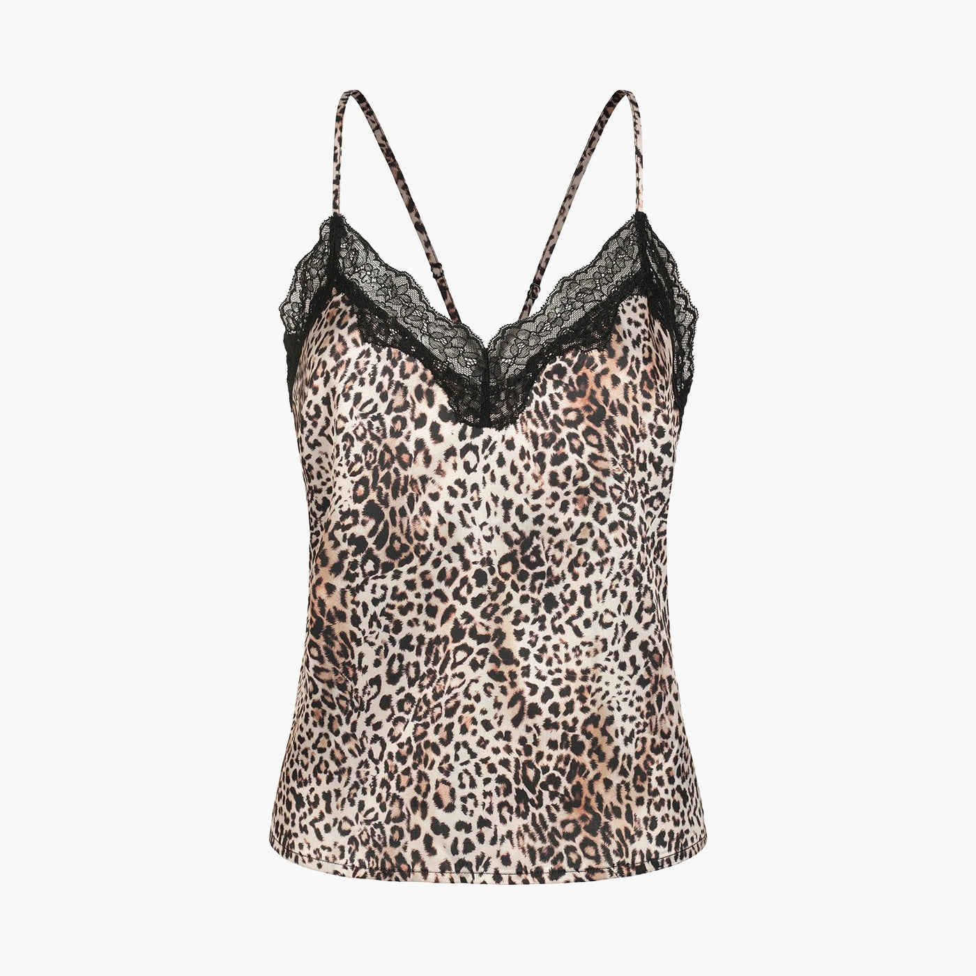 Cami-topp i satin med spets